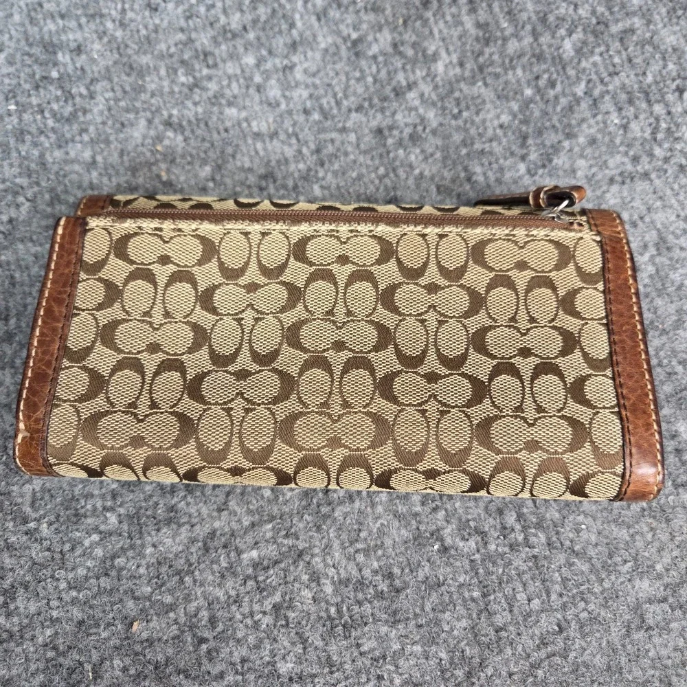 Coach Snap Closure Signature C Wallet Fabric with Leather Trim VTG y2k